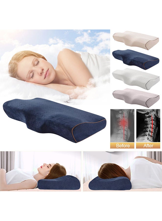 Orthopedic Neck Pillow, Perfect for Pain Relief, Blue Polyester, Size 50x30x10cm - Image 2