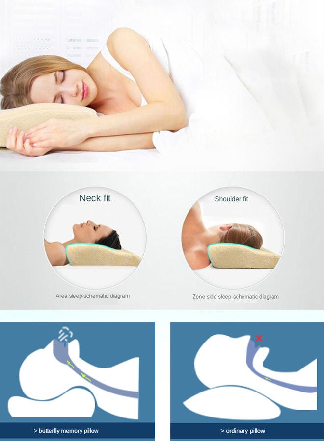 Orthopedic Neck Pillow, Perfect for Pain Relief, Blue Polyester, Size 50x30x10cm - Image 3