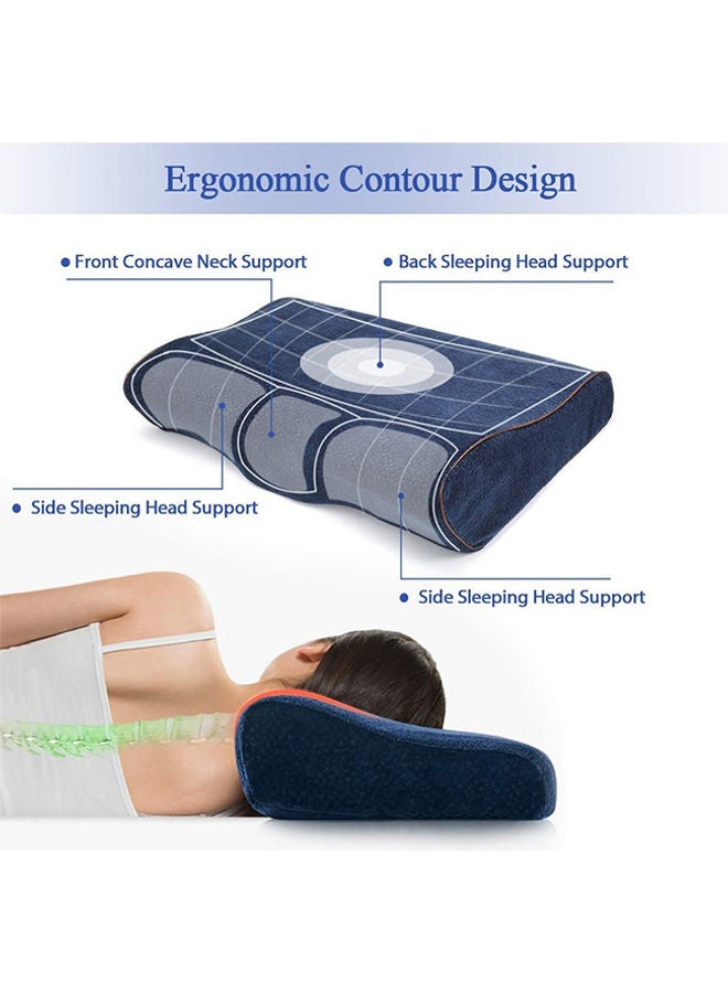 Orthopedic Neck Pillow, Perfect for Pain Relief, Blue Polyester, Size 50x30x10cm - Image 4