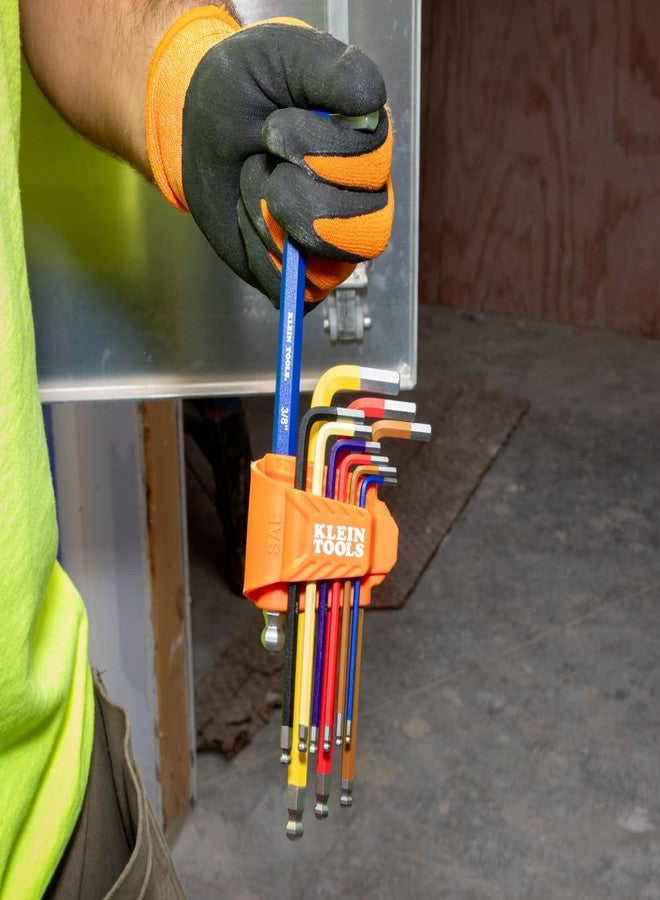 KLEIN TOOLS CBLS19 Long Ball-End Hex Key Wrench Set, SAE and Metric, L-Style, Color-Coded Powder-Coat, 3/32 to 3/8-Inch and 1.5 to 10 mm, 19-Piece - Image 3