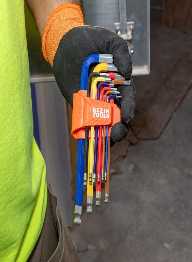 KLEIN TOOLS CBLS19 Long Ball-End Hex Key Wrench Set, SAE and Metric, L-Style, Color-Coded Powder-Coat, 3/32 to 3/8-Inch and 1.5 to 10 mm, 19-Piece - Image 4