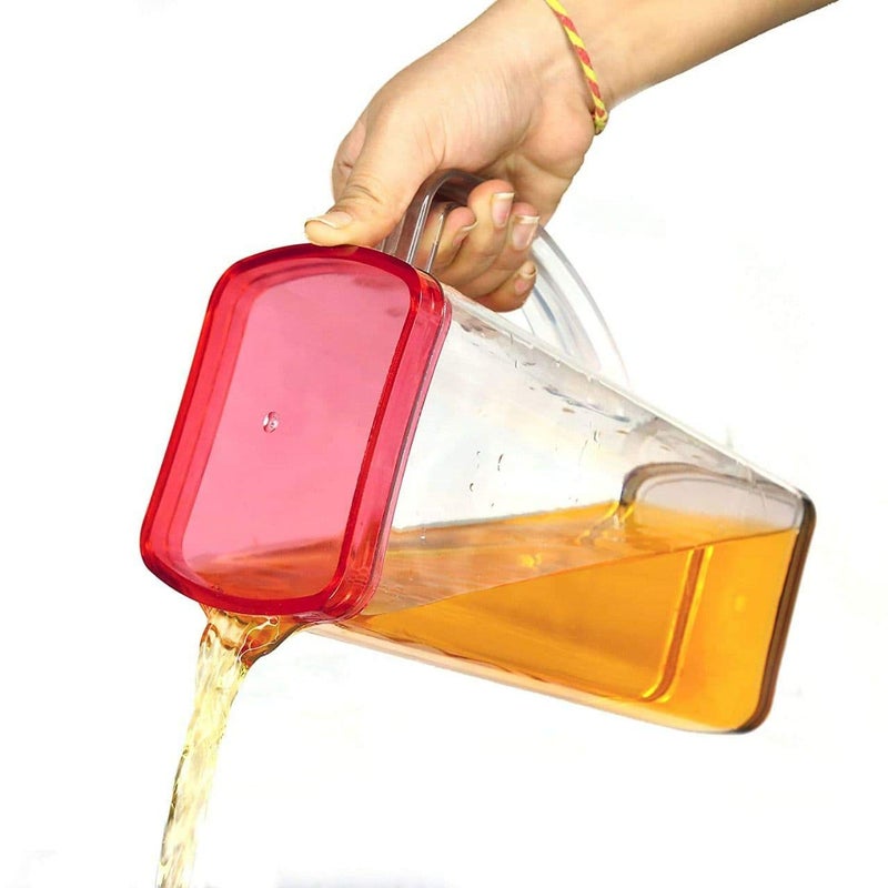 FOLIAM Multi Purpose Square Water Juice Jug with Plastic Lid Drinking Beverage JugGlass Water jug for Home use 2000 ml Transparent - Image 1