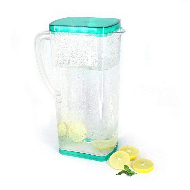 FOLIAM Multi Purpose Square Water Juice Jug with Plastic Lid Drinking Beverage JugGlass Water jug for Home use 2000 ml Transparent - Image 3