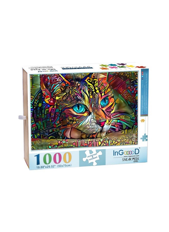 Ingooood Ingooood Jigsaw Puzzle 1000 Pieces-Sneak Peek Series - LOLA SIESTE, CAT - Entertainment Toys for Adult Special Graduation or Birthday Gift Home Decor  - Image 2