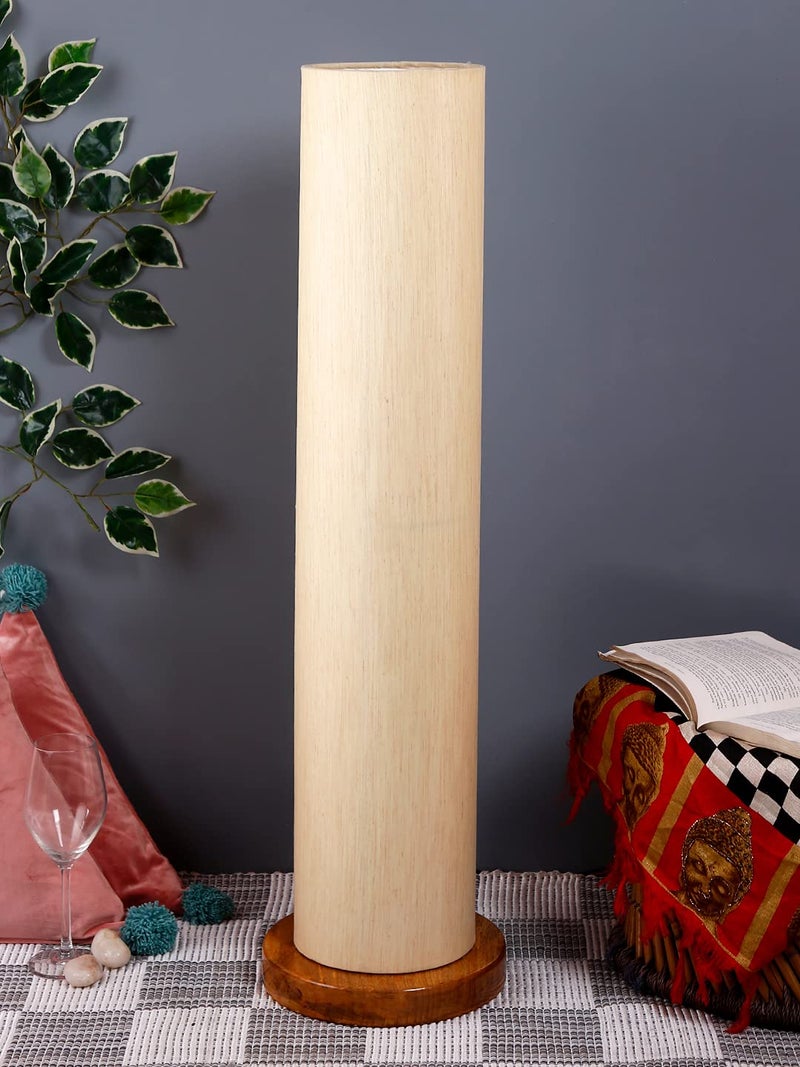 AMDHOME OffWhite Round Cotton Shade Floor lamp with Wood Base OffWhiteCotton - Image 2