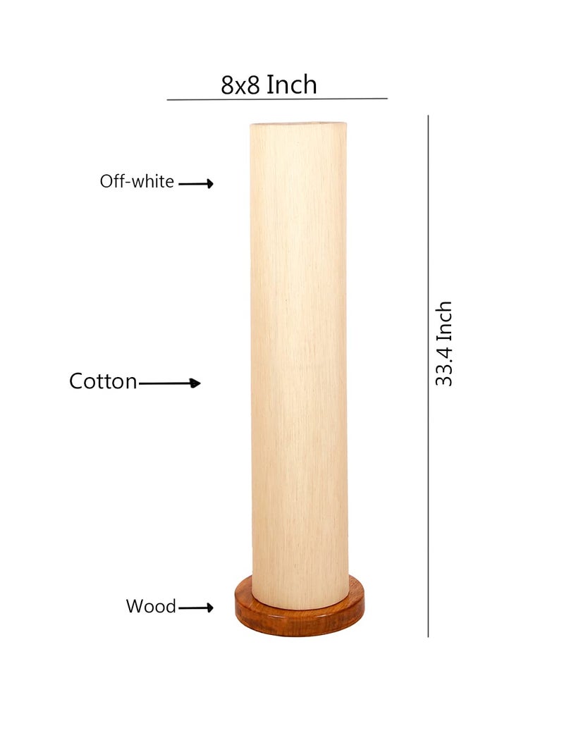 AMDHOME OffWhite Round Cotton Shade Floor lamp with Wood Base OffWhiteCotton - Image 5