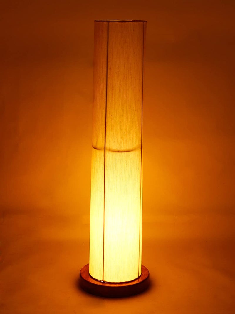 AMDHOME OffWhite Round Cotton Shade Floor lamp with Wood Base OffWhiteCotton - Image 3