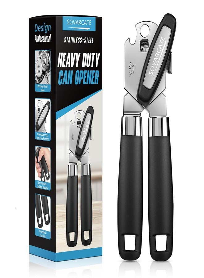 SOVARCATE Can Opener Manual Heavy Duty Multifunctional with Magnet Lift [Ergonomic Curved Handle Grip] Stainless Steel, Arthritis-Friendly, Kitchen Tool for Seniors, Kitchen Essentials, Camping, Bottle Opener - Image 1