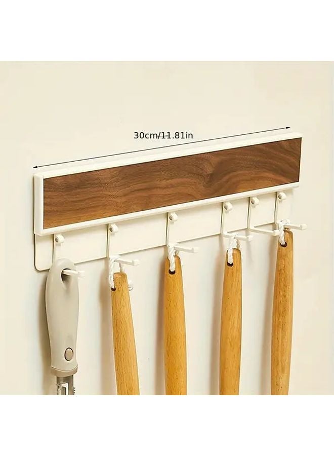 منظم أدوات المطبخ الأبيض المثبت على الحائط مع 30 خطافًا ألومنيوم موفر للمساحة - Image 1