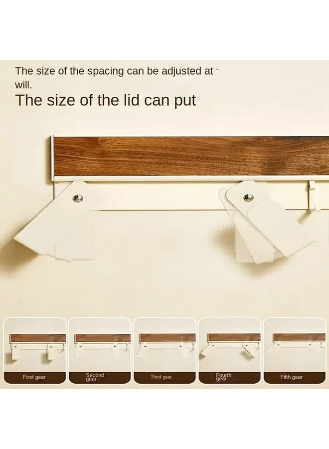 منظم أدوات المطبخ الأبيض المثبت على الحائط مع 30 خطافًا ألومنيوم موفر للمساحة - Image 5