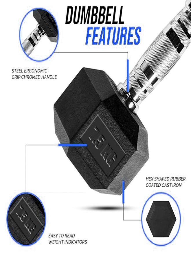 Therapy Fitness Hex Dumbbell - Cast Iron - 16.5 LBS (7.5Kg) - Pair - Image 3