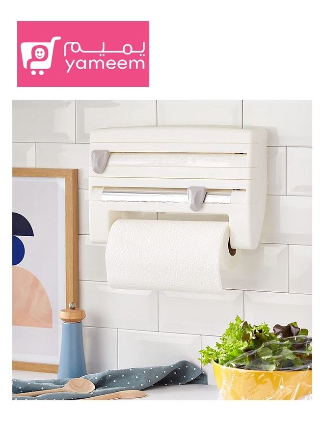 Yameem - 3-In-1 Kitchen Roll Holder Dispenser For Paper towel, Aluminium Foil, Cellophane Wrap, Cling Wrap etc - Image 1