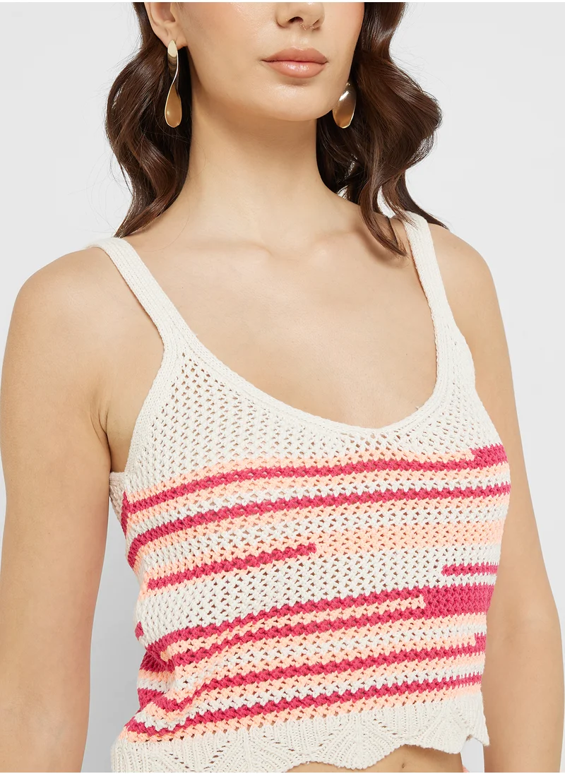 اونلي Onlmerida Crop V Neck Top