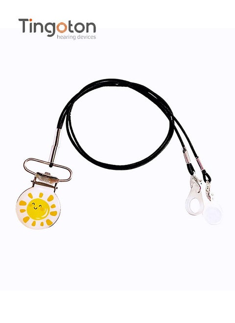 Children's BTE Hearing Aid Accessory Anti-Loss Strap with Sun Badge Design, Lanyard Protective Case, Attachable to Clothing, Double-Ear Wear