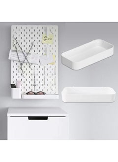 Chris.W Chris.W 2Pack Pegboard Trays Pegboard Shelf White Pegboard Bins Pegboard Box Pegboard Spice Holder(7.5"x 3.5"x 1.2")- Compatible with IKEA Skadis Pegboard  - Image 4