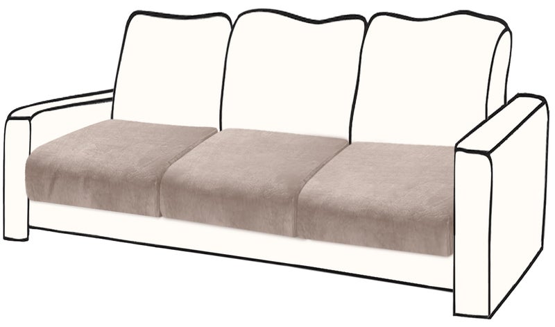 BT.WA Couch Cushion Cover Velvet 3 Pieces Seat Cushion Cover Stretch Sofa Covers Separate Sectional Sofa Slipcovers Furniture Protector (3-Seater or Backrest  Tan) - Image 1