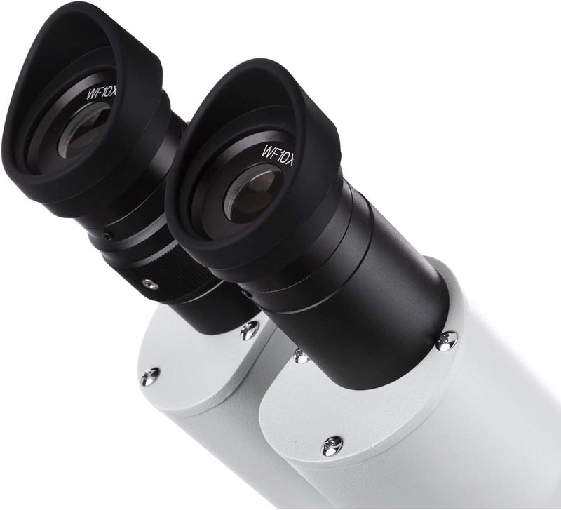 AmScope AmScope SE306RAZE2 Digital ForwardMounted Binocular Stereo Microscope WF10x and WF20x Eyepieces 20X40X80X Magnification 2X and 4X Objectives Upper and Lower Halogen Lighting Reversible BlackWhite Stage Plate Arm Stand 120V Includes 2MP Camera and Software  - Image 5