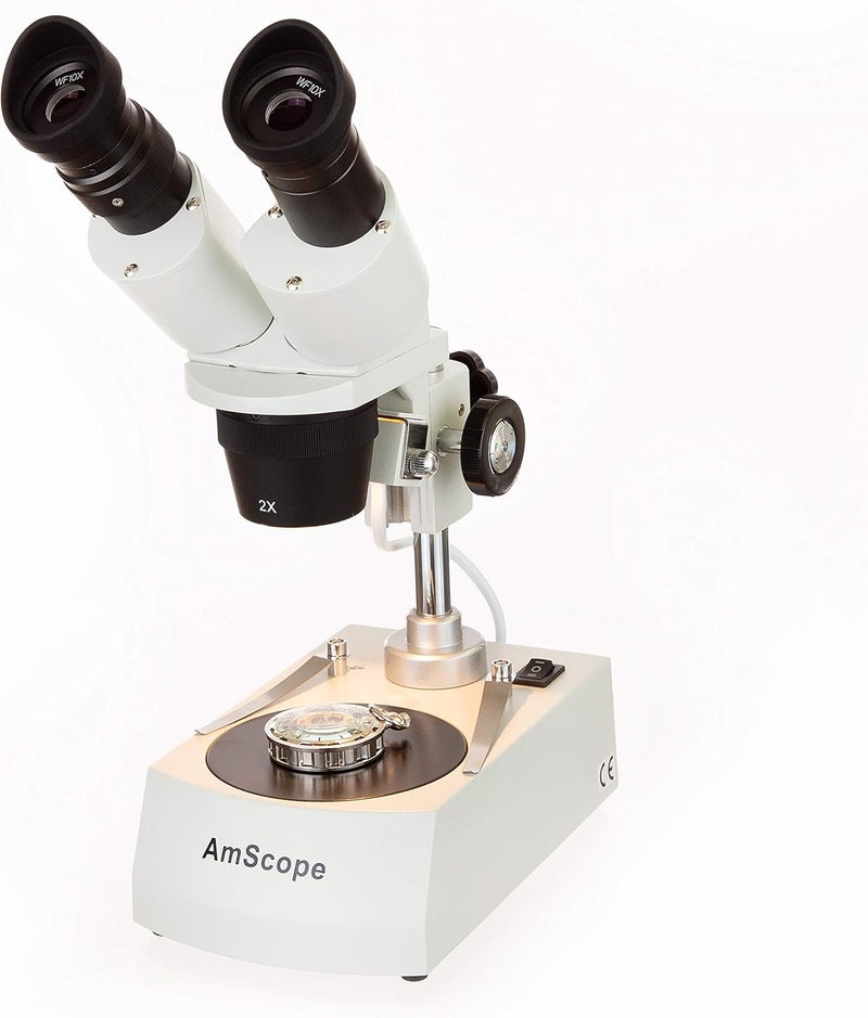 AmScope AmScope SE306RAZE2 Digital ForwardMounted Binocular Stereo Microscope WF10x and WF20x Eyepieces 20X40X80X Magnification 2X and 4X Objectives Upper and Lower Halogen Lighting Reversible BlackWhite Stage Plate Arm Stand 120V Includes 2MP Camera and Software  - Image 3