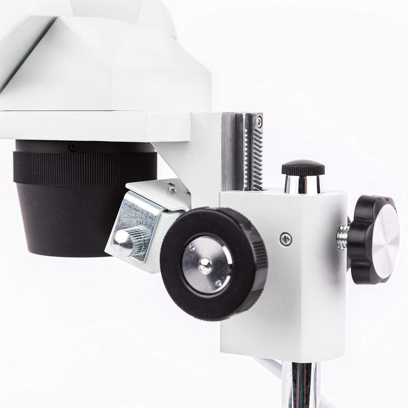 AmScope AmScope SE306RAZE2 Digital ForwardMounted Binocular Stereo Microscope WF10x and WF20x Eyepieces 20X40X80X Magnification 2X and 4X Objectives Upper and Lower Halogen Lighting Reversible BlackWhite Stage Plate Arm Stand 120V Includes 2MP Camera and Software  - Image 4