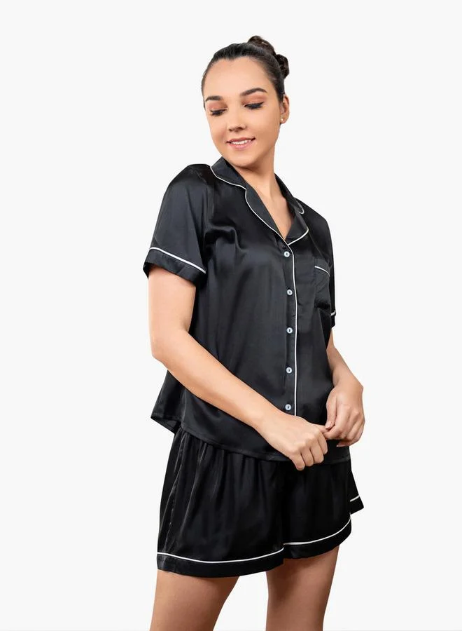 Aadaraya Aadaraya Collared Shirt and Shorts Set