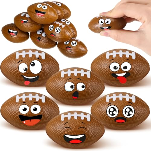 Arrowbash 12 Pcs Mini Face Stress Balls for Boys Girls Sport Funny Face Squeeze Foam Balls for Stress and Anxiety Relief for Party Favors Birthday Gift DecorationFootball - Image 1