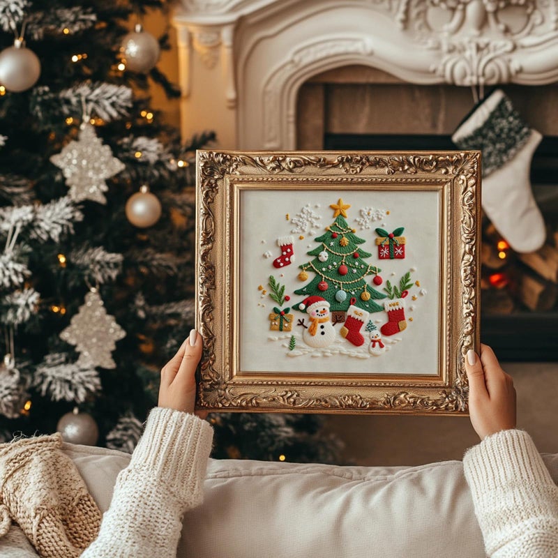 COCOMOX Christmas Embroidery Kit for Beginners, 3 Set Cross Stitch Kits for Adults Santa Claus Christmas Tree Patterns Handmade DIY Gift - Image 2