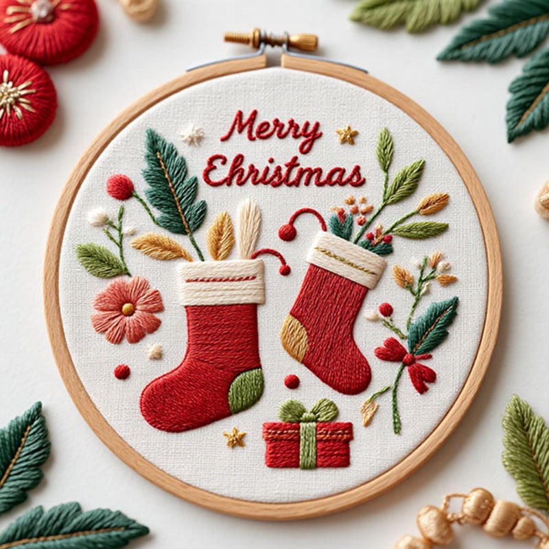 COCOMOX Christmas Embroidery Kit for Beginners, 3 Set Cross Stitch Kits for Adults Santa Claus Christmas Tree Patterns Handmade DIY Gift - Image 3