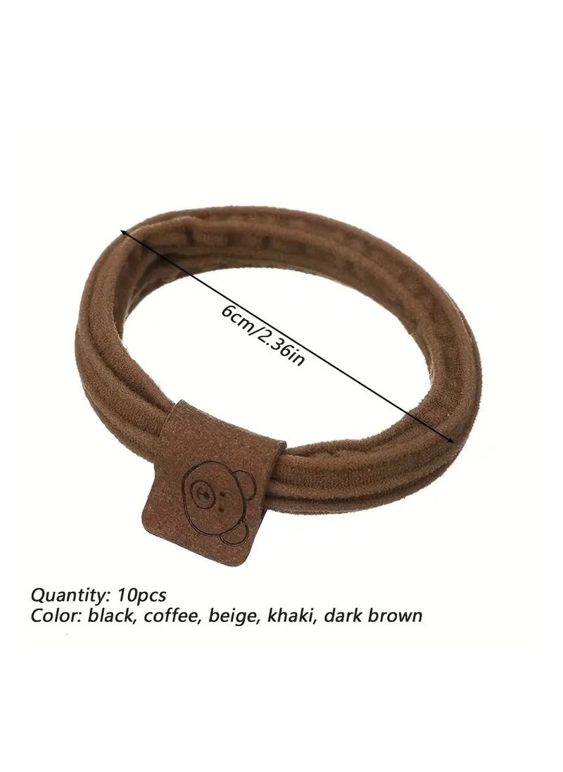 Generic - A Set Of 10 Lightweight Hair Ties For Daily Use, Suitable For All Ages With A Cute Bear Face Design. - Image 1