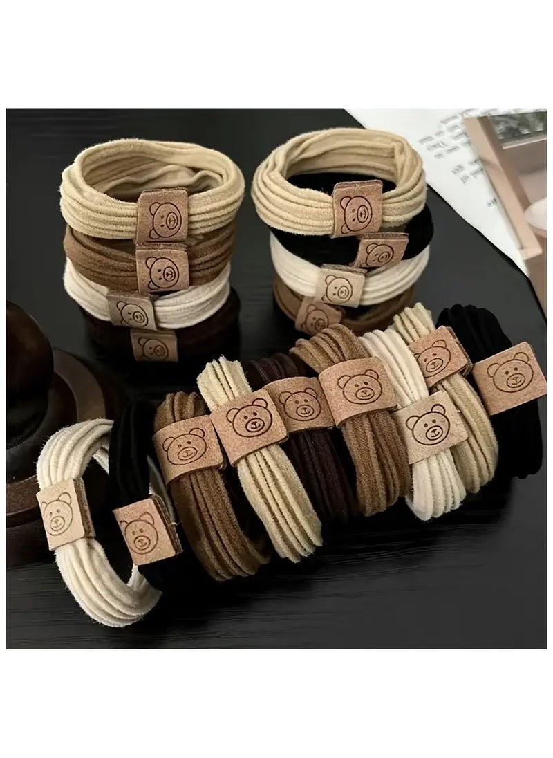 Generic - A Set Of 10 Lightweight Hair Ties For Daily Use, Suitable For All Ages With A Cute Bear Face Design. - Image 1