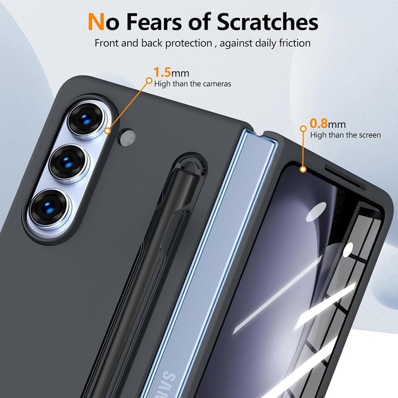 KASTWAVE Case for Galaxy Z Fold 6 with S Pen Holder, Replacement Slim S Pen Included, Shockproof Phone Cover Built-in Stylus Slot Lightweight & Slim fit for Galaxy Z Fold6 (Black) - Image 5