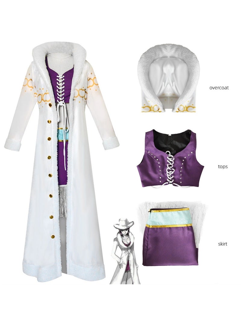 One piece Robin cos suit fur collar jacket one piece Nico Robin cosplay costume stage dress up costume  - Image 4