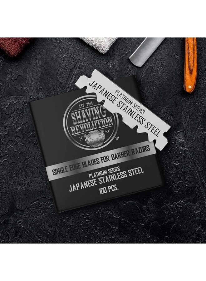 SHAVING REVOLUTION شفرة حلاقة الحلاق - شفرات حلاقة حادة مفردة 100 قطعة - شفرات حلاقة من الفولاذ المقاوم للصدأ مفردة - Image 2