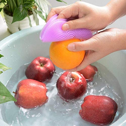 POPLEY Silicone Sponge (3 Pack) - Food Grade Reusable Sponges for Dishes - Dishwasher Safe, Heat Resistant and BPA Free - Double Sided Silicon Brush - Dish Scrubber (Multicolor) - Image 3