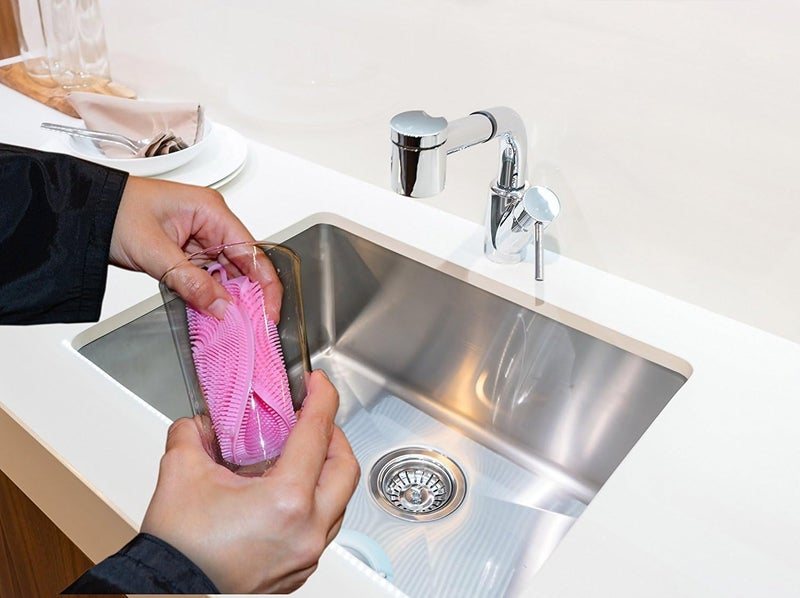 POPLEY Silicone Sponge (3 Pack) - Food Grade Reusable Sponges for Dishes - Dishwasher Safe, Heat Resistant and BPA Free - Double Sided Silicon Brush - Dish Scrubber (Multicolor) - Image 2
