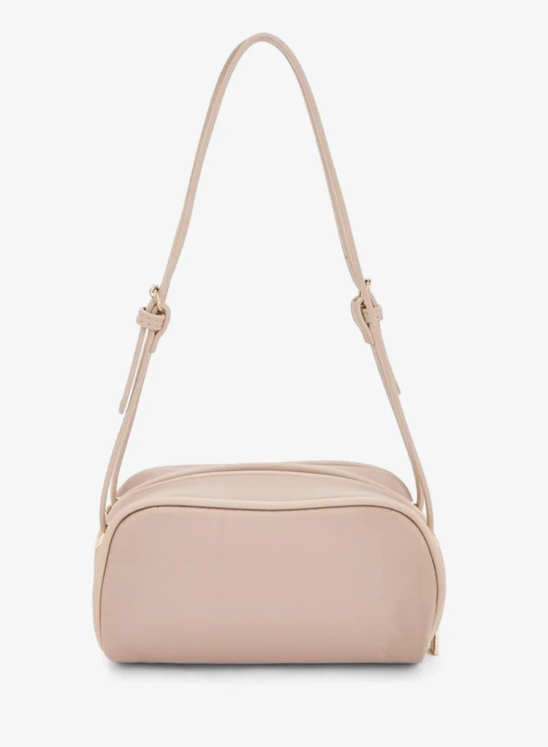 Flora Bella By Shoexpress NUDE Textured Shoulder Bag With Zip Closure for Women | Best Price UAE