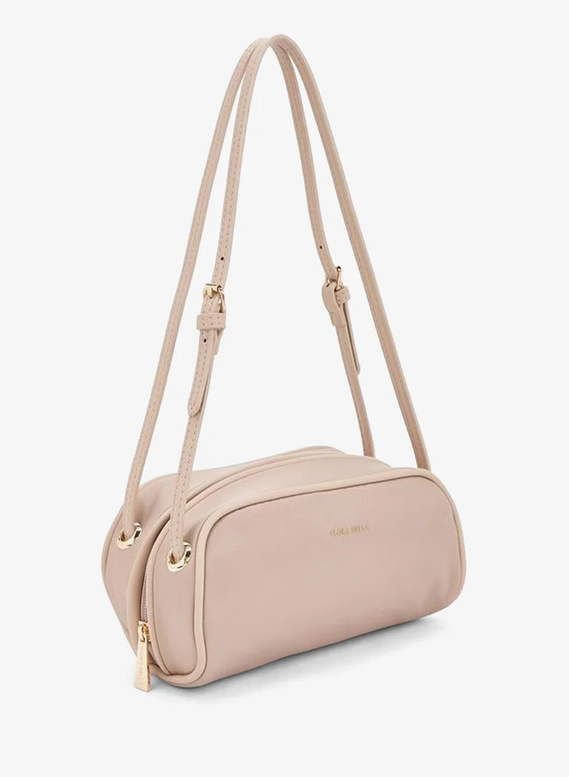 Flora Bella By Shoexpress NUDE Textured Shoulder Bag With Zip Closure for Women | Best Price UAE