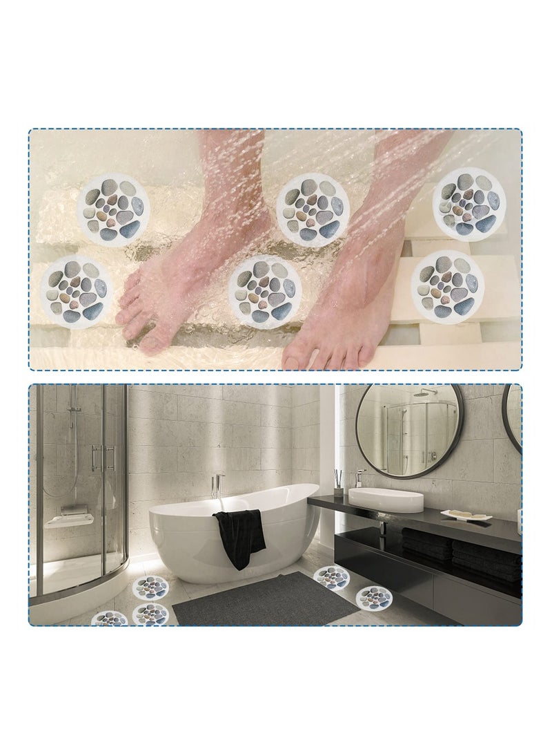 Excefore Non Slip Bath Stickers, 10 Pcs Stone Pattern Decorations, Bathtub Patterned Rubber Stickers, Safety Shower Treads Non-Slip Safety Stickers with Plastic Scraper for Bath Shower Kitchen - Image 2