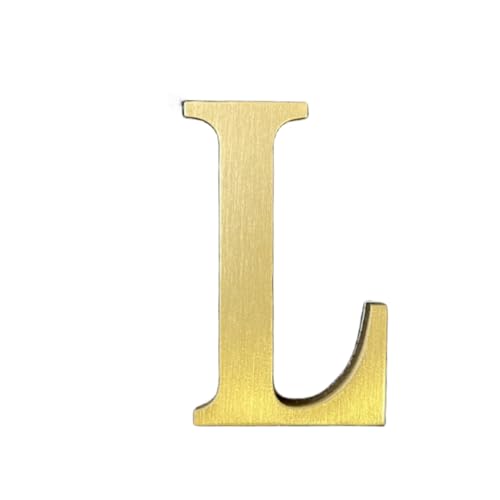BWRMHME 1.77 Inch Height Self Adhesive Solid Brass English Letters 4.5CM Wall sticker Gold Mail Box Numbers House Address Numbers Shop Studio Name DIY Combination For Wall Home Decor Hardware (Letter L) - Image 1