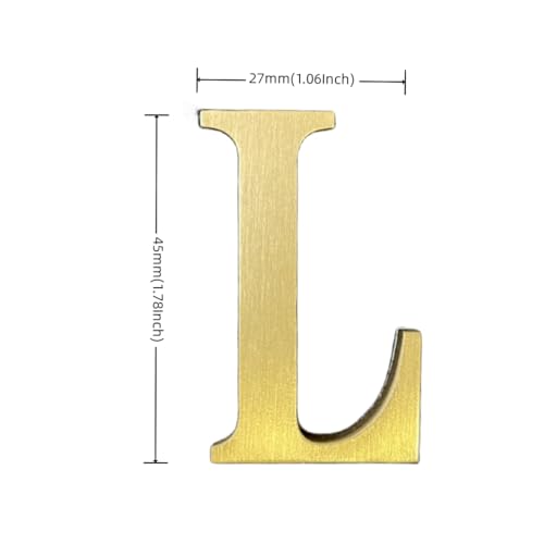 BWRMHME 1.77 Inch Height Self Adhesive Solid Brass English Letters 4.5CM Wall sticker Gold Mail Box Numbers House Address Numbers Shop Studio Name DIY Combination For Wall Home Decor Hardware (Letter L) - Image 4