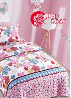Red Rose 3-Piece Compressed Comforter Set Microfiber Single Size 160 x220  cm Multicolour  - Image 3