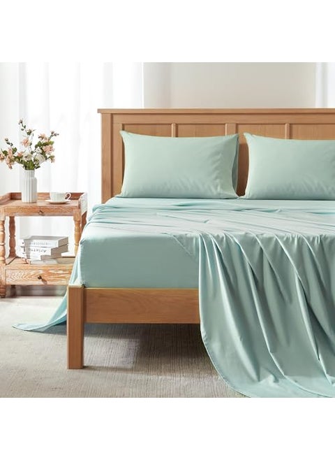 Comfort Spaces Coolmax Moisture Wicking Sheet Set Soft Fade Resistant All Elastic Deep Pocket Fits Up to 16 Mattress  Warm Weather Cooling Sheets for Night Sweats King Aqua 4 Piece