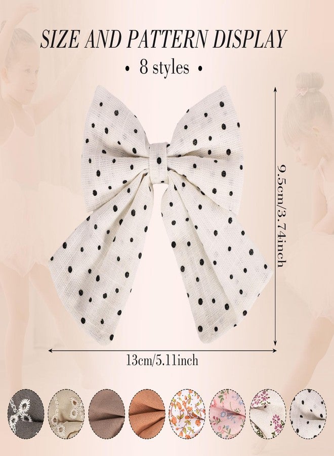 obeoby 8 PCS Toddlers Hair Bows, Handmade 5" Hair Clips for Girls, Hair Accessories for Toddler Baby Girl Kids School Parties Christmas Gifts Stocking Stuffers (Fancy Design) - Image 2