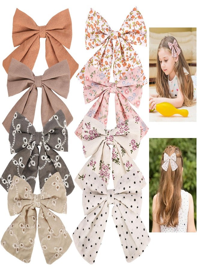 obeoby 8 PCS Toddlers Hair Bows, Handmade 5" Hair Clips for Girls, Hair Accessories for Toddler Baby Girl Kids School Parties Christmas Gifts Stocking Stuffers (Fancy Design) - Image 1