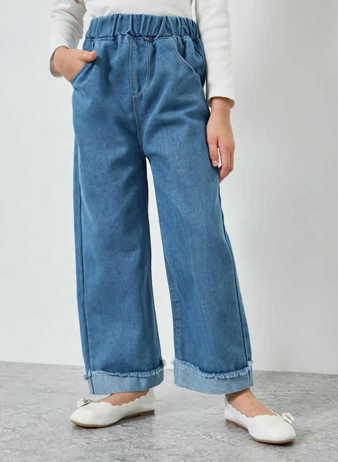 Styli Girls Wide Leg Jeans with Elastic Waist - Image 1