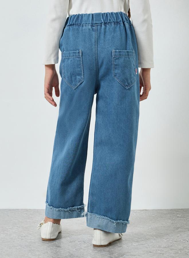 Styli Girls Wide Leg Jeans with Elastic Waist - Image 4
