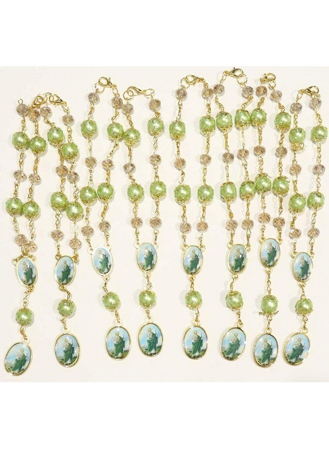 CLGIFT Bulk 12 Pc Crystal Saint Jude Car Auto Rosary with Gift Bag Perfect for First Communions , Baptism , Wedding Shower /Religious Gift / - Image 1