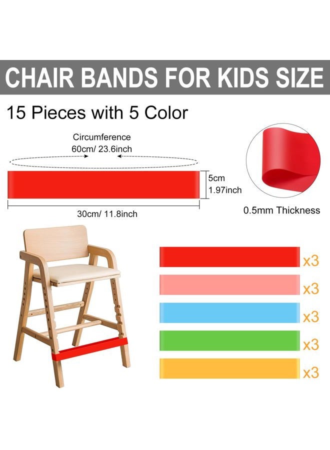 PLULON 15 Pack Chair Bands for Kids with Fidgety Feet Colorful Chair Fidget Bands Desks Stretch Foot Band ADHD Sensory Flexible Bands for Classroom Home - Image 2
