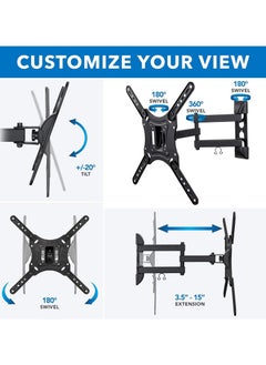 ELTRAZONE Full Motion TV Wall Mount Monitor Wall Bracket with Swivel & Articulating Tilt Arm, Fits up to 55 Inch Lcd Led Oled Flat Screens up to 66 lbs/Vesa 400x400  - Image 4