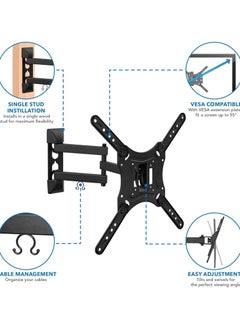 ELTRAZONE Full Motion TV Wall Mount Monitor Wall Bracket with Swivel & Articulating Tilt Arm, Fits up to 55 Inch Lcd Led Oled Flat Screens up to 66 lbs/Vesa 400x400  - Image 2