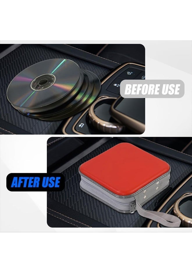 حافظة أقراص مضغوطة، حامل أقراص DVD من البلاستيك الصلب بسعة 40 قرصًا، حقيبة محمولة بسحاب للأقراص للاستخدام في السيارة والمنزل والسفر، صندوق حماية عالمي لتخزين أقراص DVD كبير الحجم - Image 5